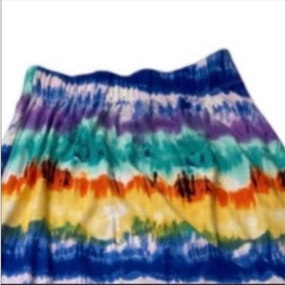 Rainbow Tie-dye colorful spandex pull on maxi skirt. Size small. - Picture 2 of 3